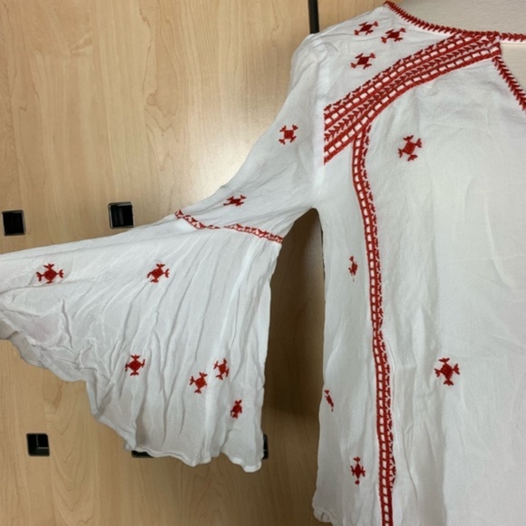 ANTHROPOLOGIE adena embroidered boho chiffon top - Picture 3 of 5